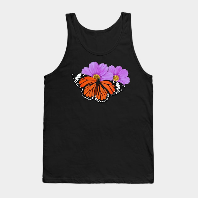 Monarch Butterfly with Purple Flowers Tank Top by AlondraHanley